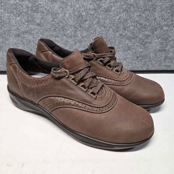 SAS Shoes - SAS Walk Easy Comfort Size 11 Brown Leather Walking Shoes Made in USA Orthopedic
